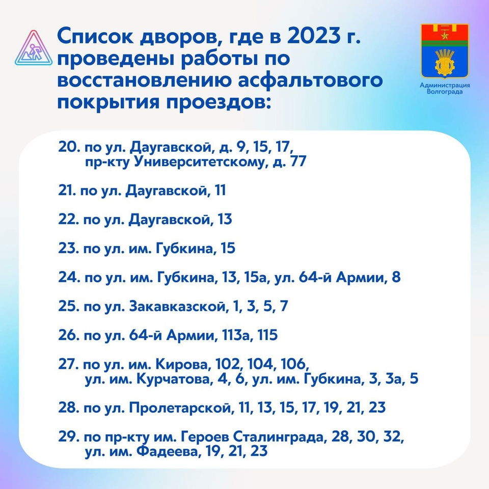 В Волгограде в 2023 году обустроили 29 крупных дворовых проездов